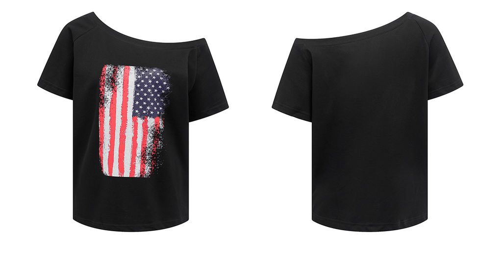 Off - Shoulder American Flag Graphic Tee - COPPING THREADS - 0123Start