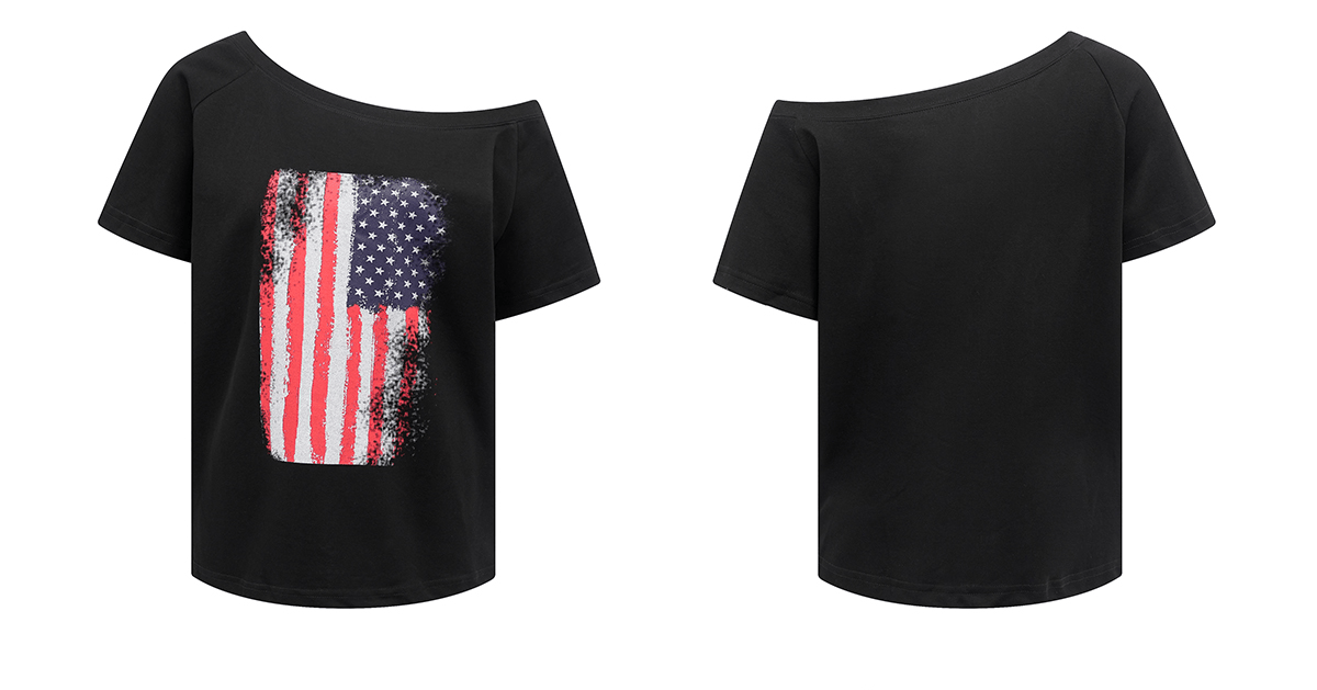 Off - Shoulder American Flag Graphic Tee - COPPING THREADS - 0123Start