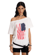 Off - Shoulder American Flag Graphic Tee - COPPING THREADS - 0123Start