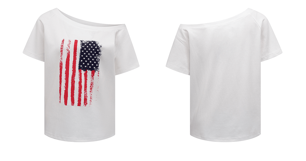 Off - Shoulder American Flag Graphic Tee - COPPING THREADS - 0123Start