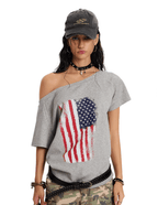 Off - Shoulder American Flag Graphic Tee - COPPING THREADS - 0123Start