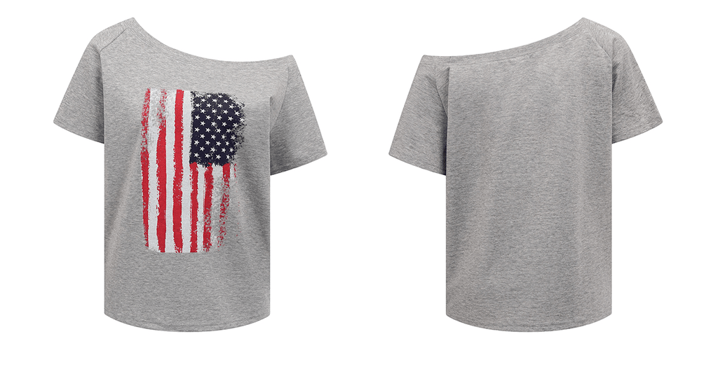 Off - Shoulder American Flag Graphic Tee - COPPING THREADS - 0123Start
