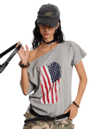 Off - Shoulder American Flag Graphic Tee - COPPING THREADS - 0123Start