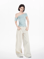 Off - Shoulder Asymmetrical Fitted Tee - COPPING THREADS - CT Select