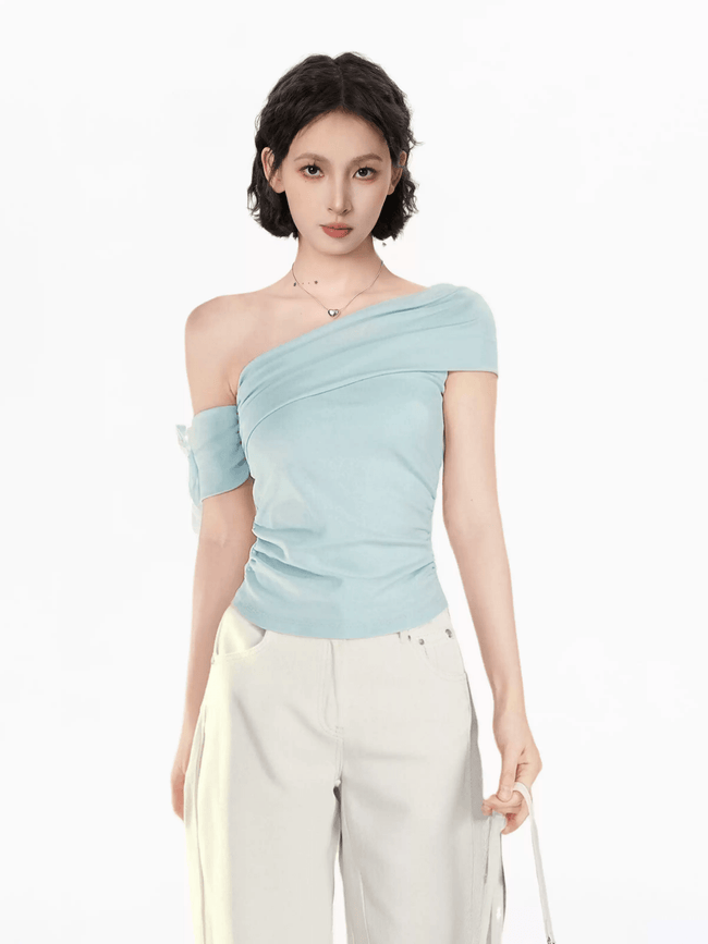 Off-Shoulder Asymmetrical Fitted Tee Main Image