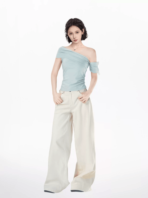 Off - Shoulder Asymmetrical Fitted Tee - COPPING THREADS - CT Select