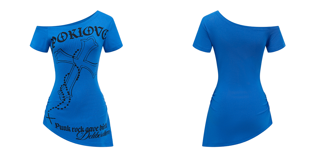 Off - Shoulder Cross Graphic Tee - COPPING THREADS - 0123Start