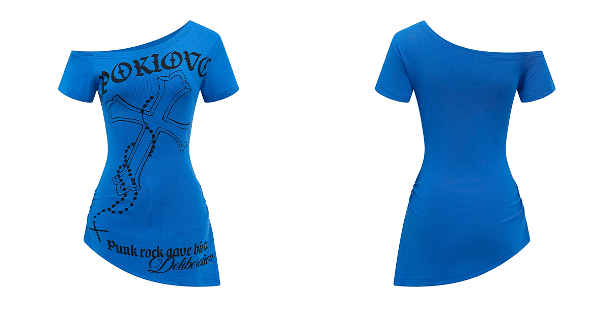 Off - Shoulder Cross Graphic Tee - COPPING THREADS - 0123Start