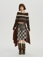 Off - Shoulder Fair Isle Knit Sweater - COPPING THREADS - CHICISLAND