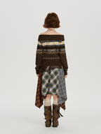Off - Shoulder Fair Isle Knit Sweater - COPPING THREADS - CHICISLAND