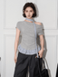 Off - Shoulder Faux Layered Ruffle Hem Tee - COPPING THREADS - CT Select