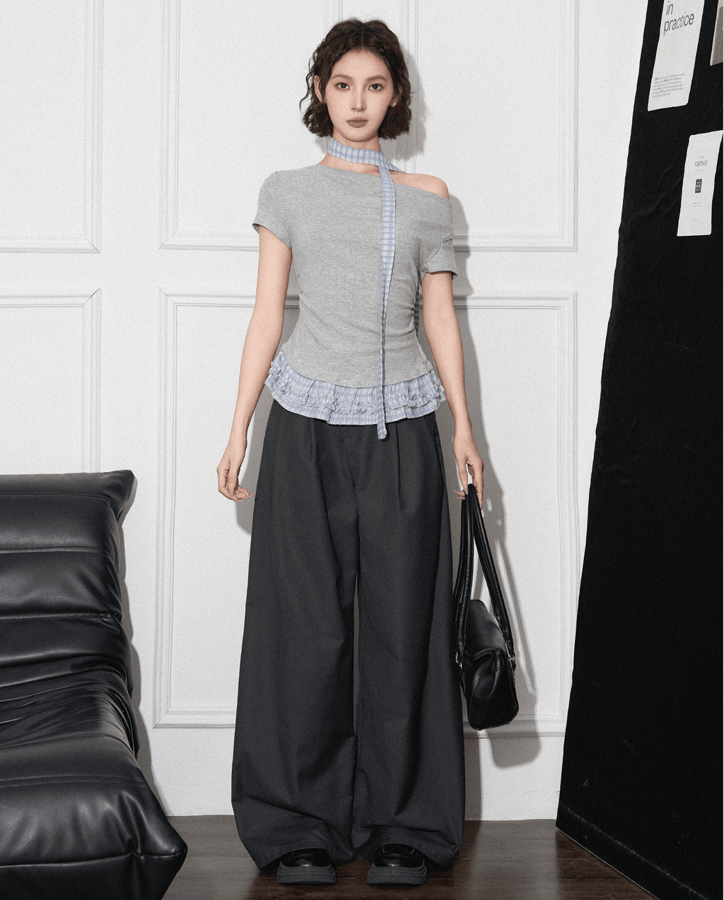 Off - Shoulder Faux Layered Ruffle Hem Tee - COPPING THREADS - CT Select