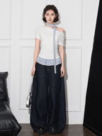 Off - Shoulder Faux Layered Ruffle Hem Tee - COPPING THREADS - CT Select