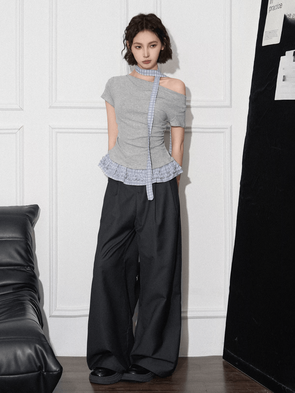 Off - Shoulder Faux Layered Ruffle Hem Tee - COPPING THREADS - CT Select