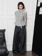 Off - Shoulder Faux Layered Ruffle Hem Tee - COPPING THREADS - CT Select