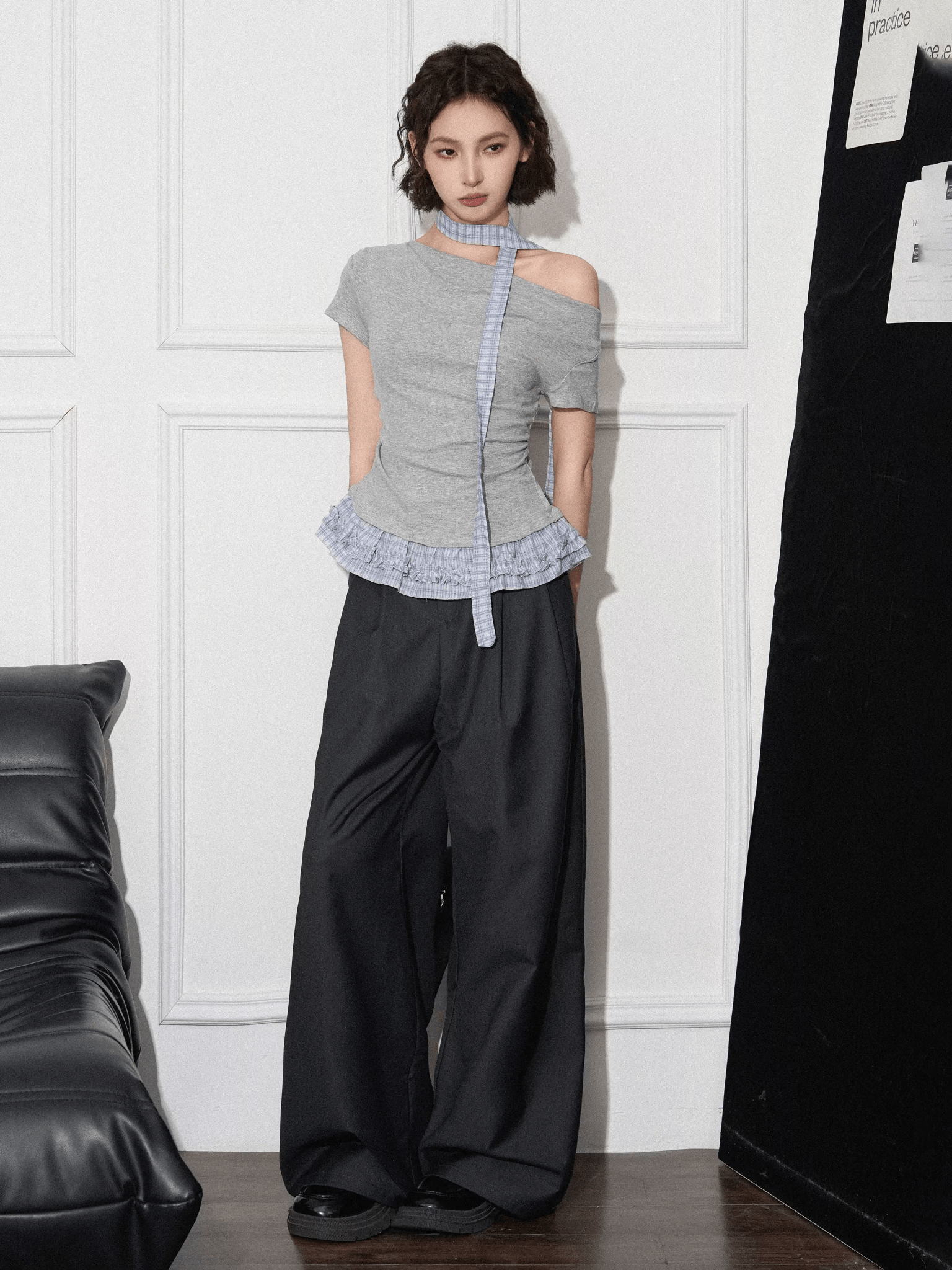 Off - Shoulder Faux Layered Ruffle Hem Tee - COPPING THREADS - CT Select