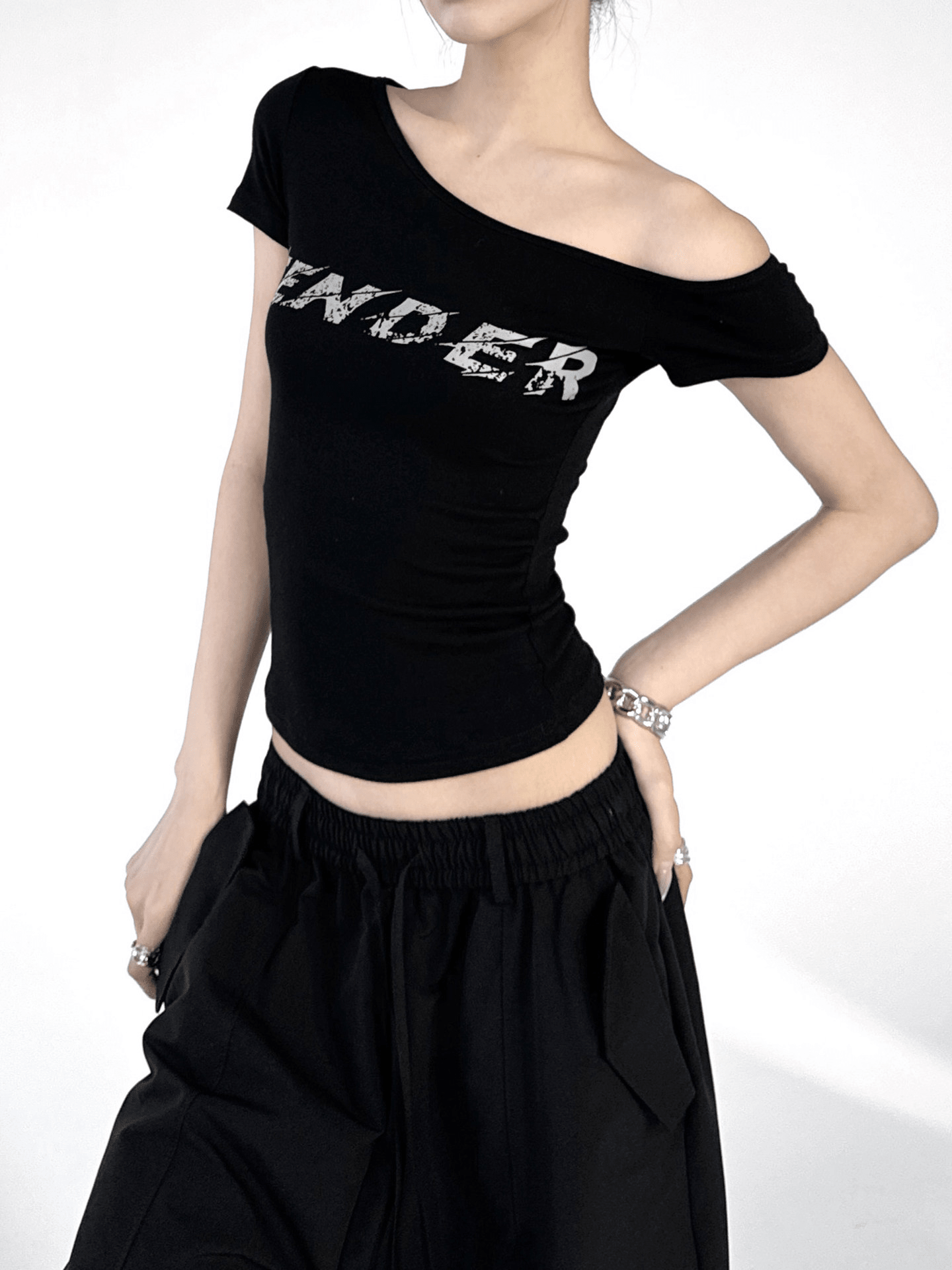 Off-Shoulder Graphic Baby Tee - CT6631 - COPPING THREADS - CT Select