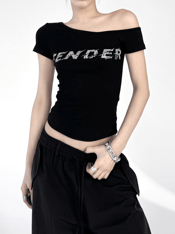 Off-Shoulder Graphic Baby Tee - CT6631 - COPPING THREADS - CT Select