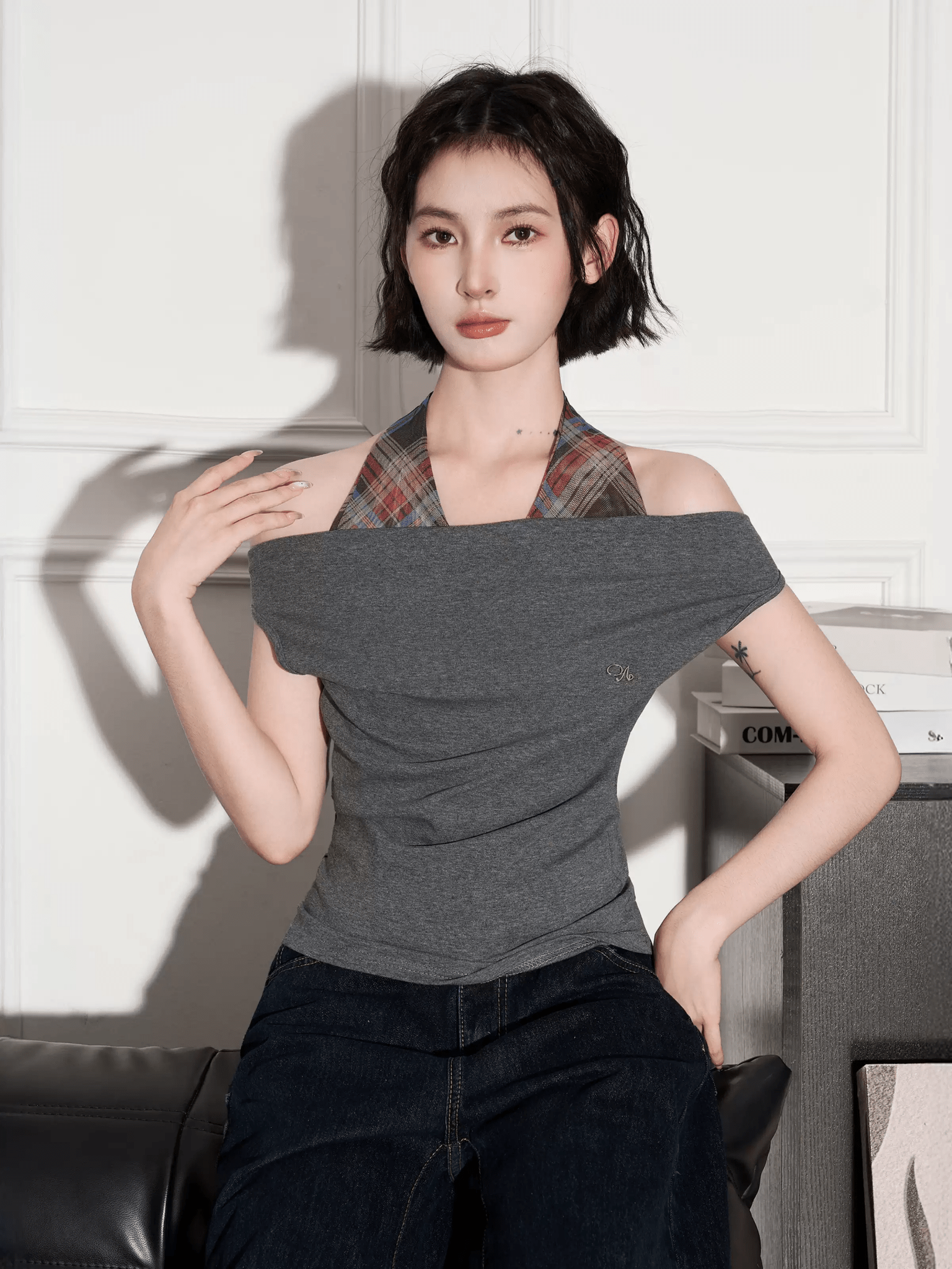 레트로 크루넥 지퍼업 니트 카디건 스웨터 서브 이미지