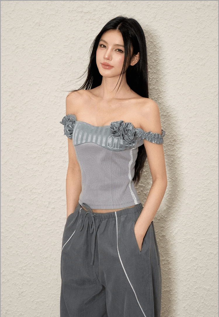 Off - Shoulder Rose Corset Top - COPPING THREADS - AGAM