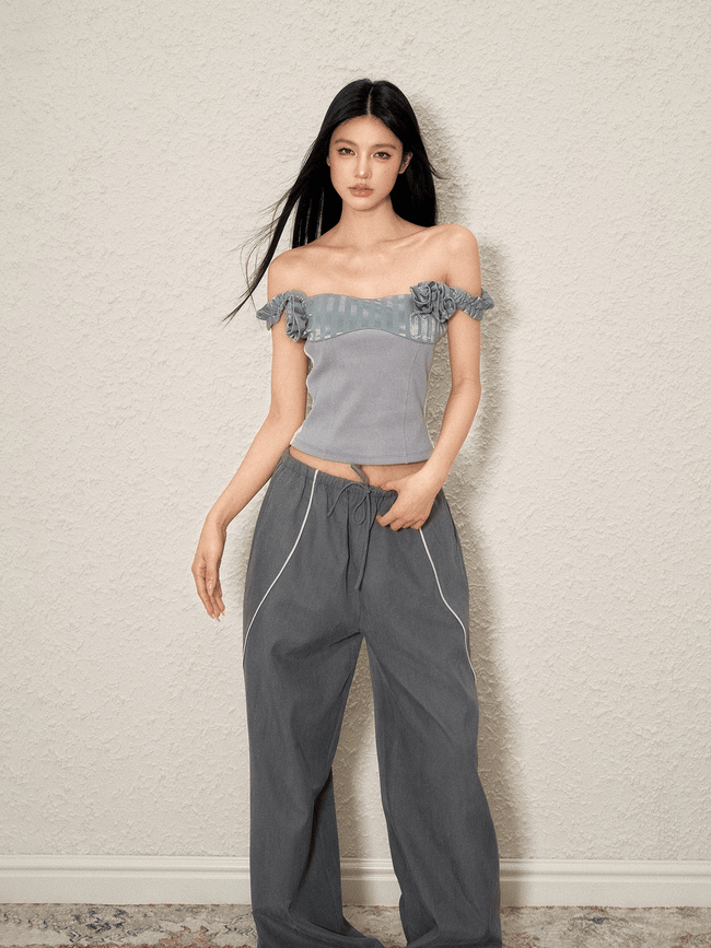 Off - Shoulder Rose Corset Top - COPPING THREADS - AGAM Hover Image