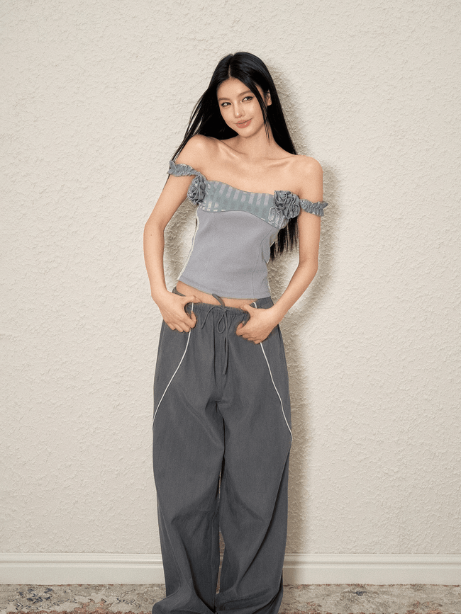 Off-Shoulder Rose Corset Top Main Image