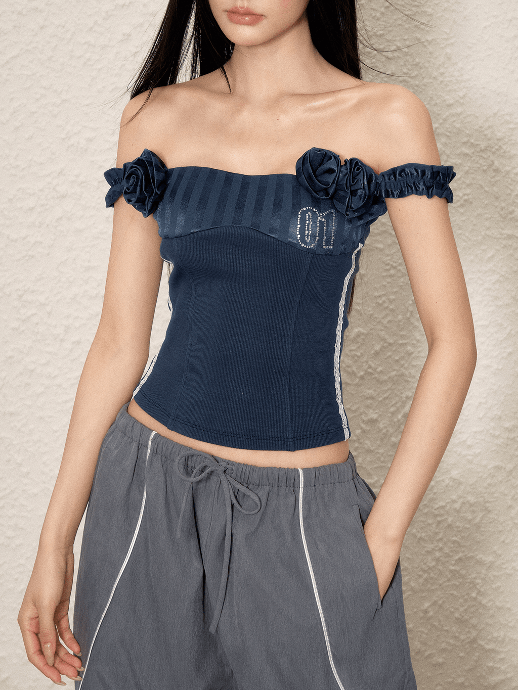 Off - Shoulder Rose Corset Top - COPPING THREADS - AGAM