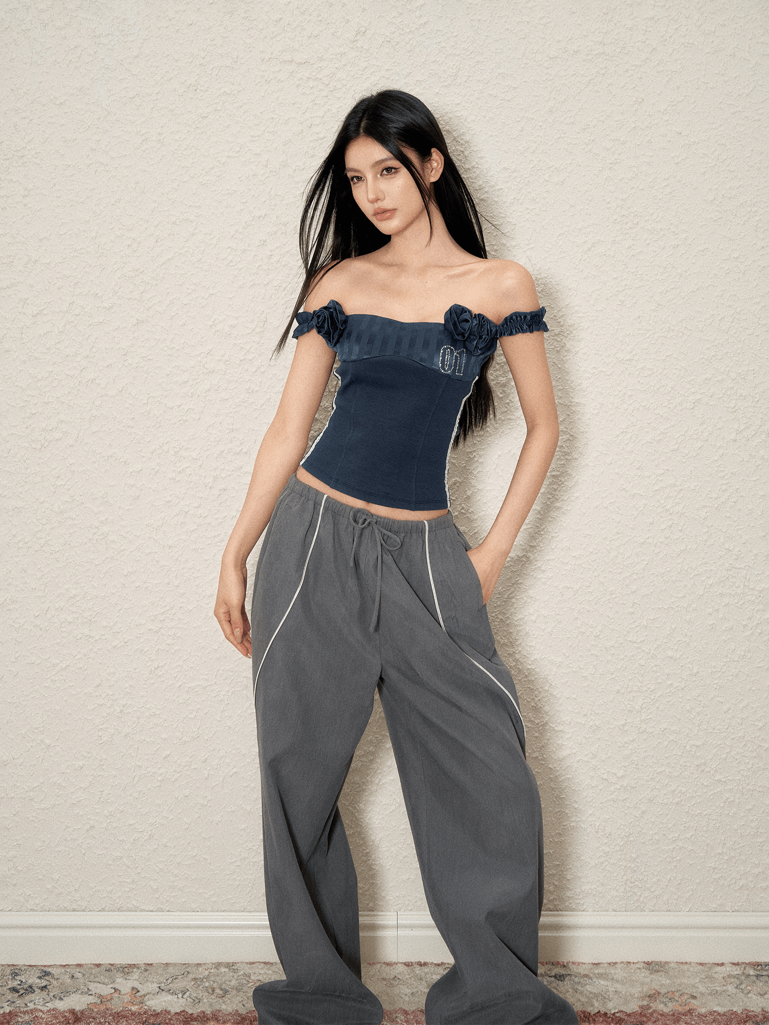 Off - Shoulder Rose Corset Top - COPPING THREADS - AGAM