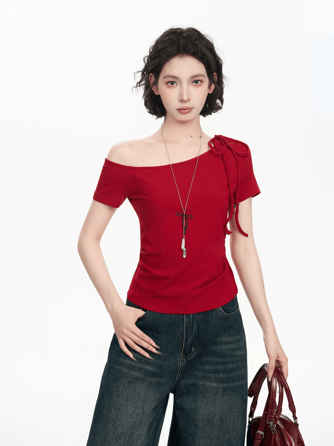 Off - Shoulder Slim Fit Tee - COPPING THREADS - CT Select Hover Image