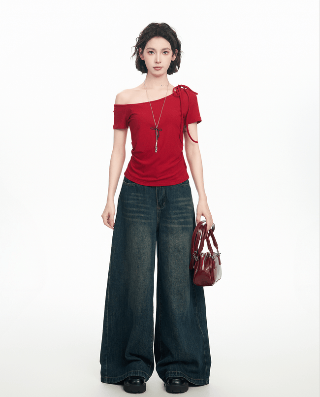 Off-Shoulder Slim Fit Tee Main Image