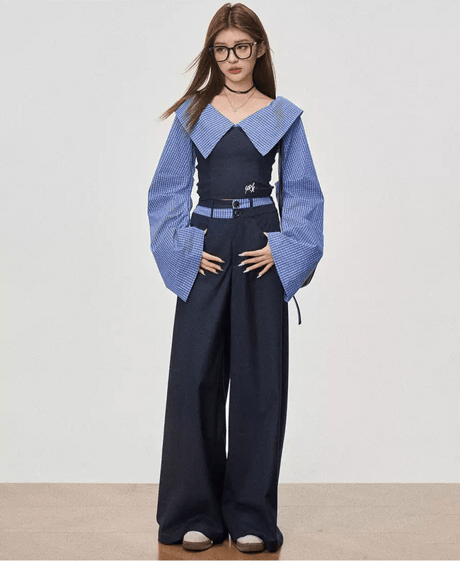 Off-Shoulder V-Neck Crop Top Main Image