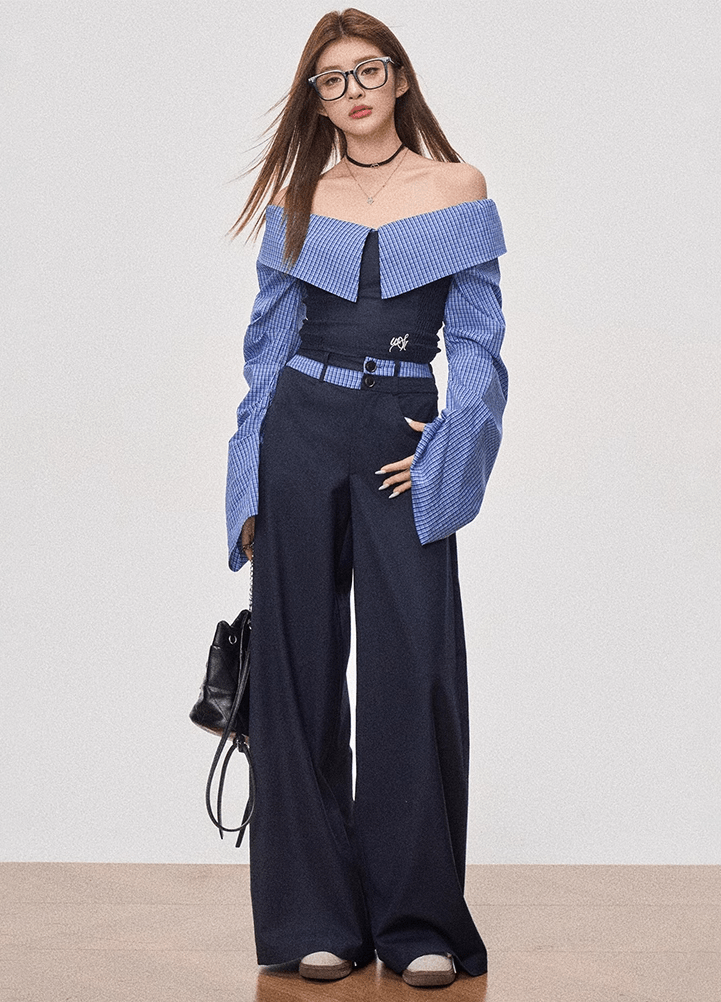 Off - Shoulder V - Neck Crop Top - COPPING THREADS - WES1