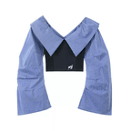 Off - Shoulder V - Neck Crop Top - COPPING THREADS - WES1