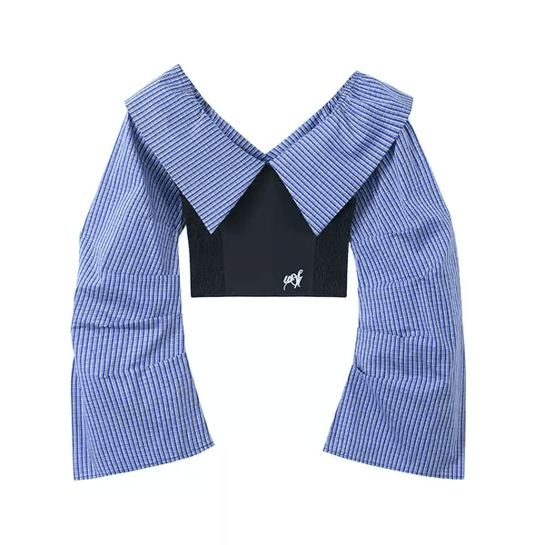 Off - Shoulder V - Neck Crop Top - COPPING THREADS - WES1