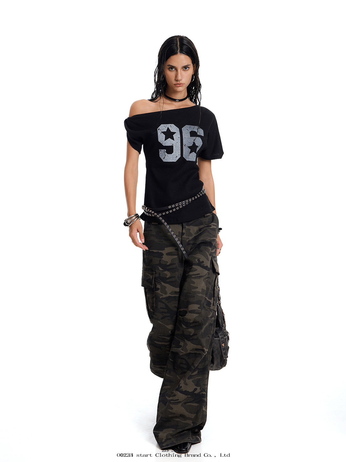 Off - Shoulder Varsity Graphic Tee - COPPING THREADS - 0123Start