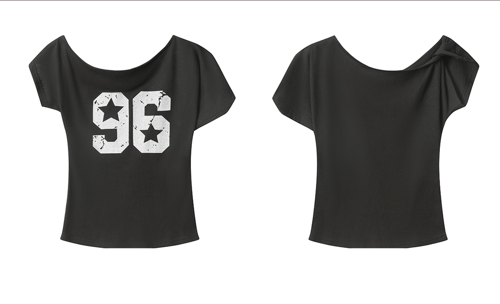 Off - Shoulder Varsity Graphic Tee - COPPING THREADS - 0123Start