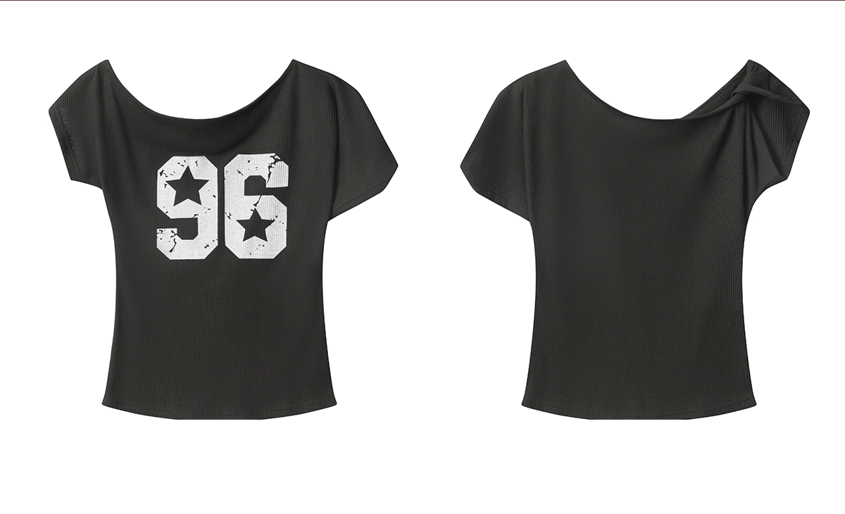 Off - Shoulder Varsity Graphic Tee - COPPING THREADS - 0123Start