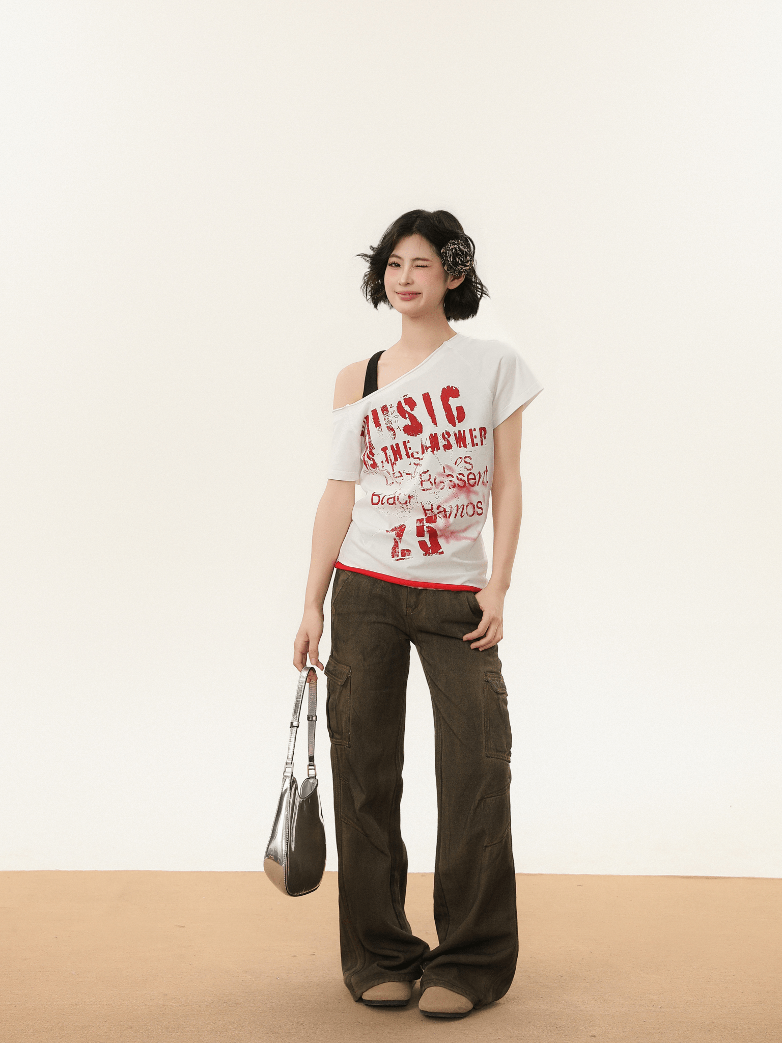 Off - Shoulder Vintage Graphic Slim Fit Tee - COPPING THREADS - CHICISLAND