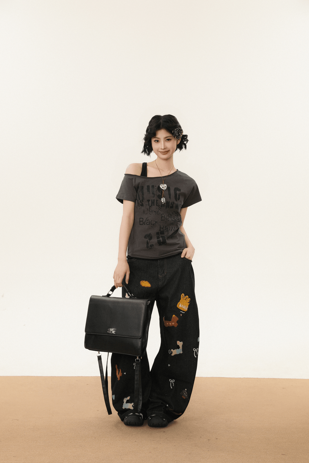 Off - Shoulder Vintage Graphic Slim Fit Tee - COPPING THREADS - CHICISLAND