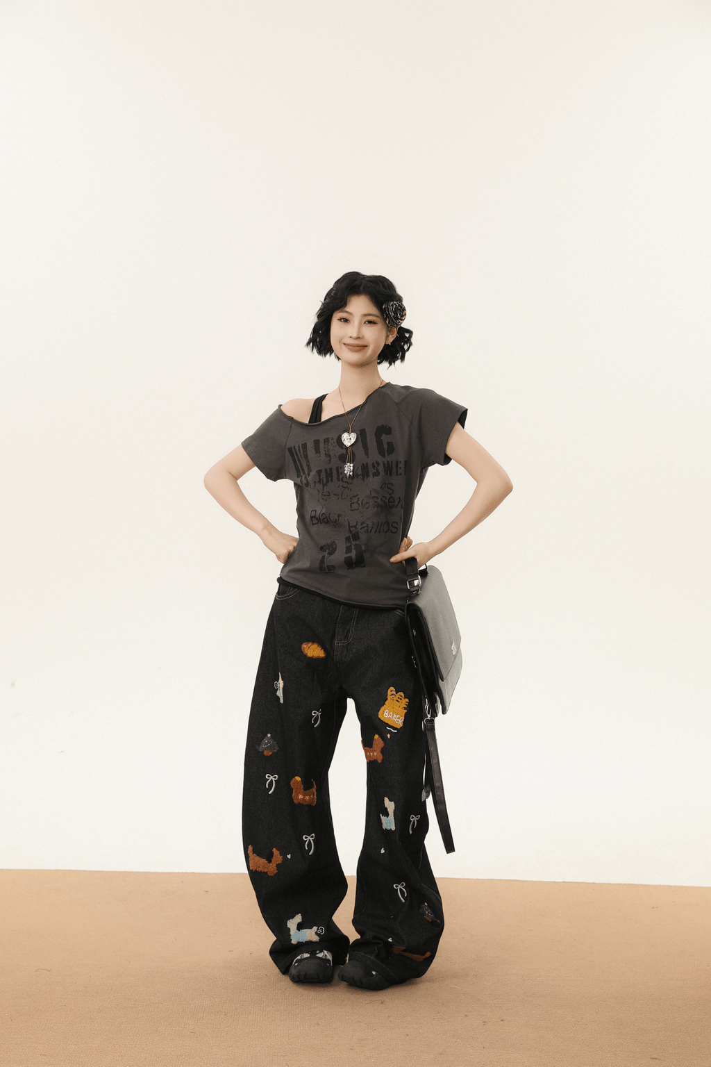 Off - Shoulder Vintage Graphic Slim Fit Tee - COPPING THREADS - CHICISLAND