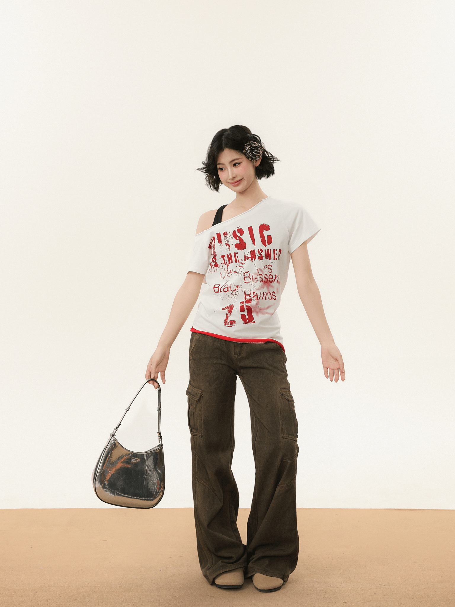 Off - Shoulder Vintage Graphic Slim Fit Tee - COPPING THREADS - CHICISLAND