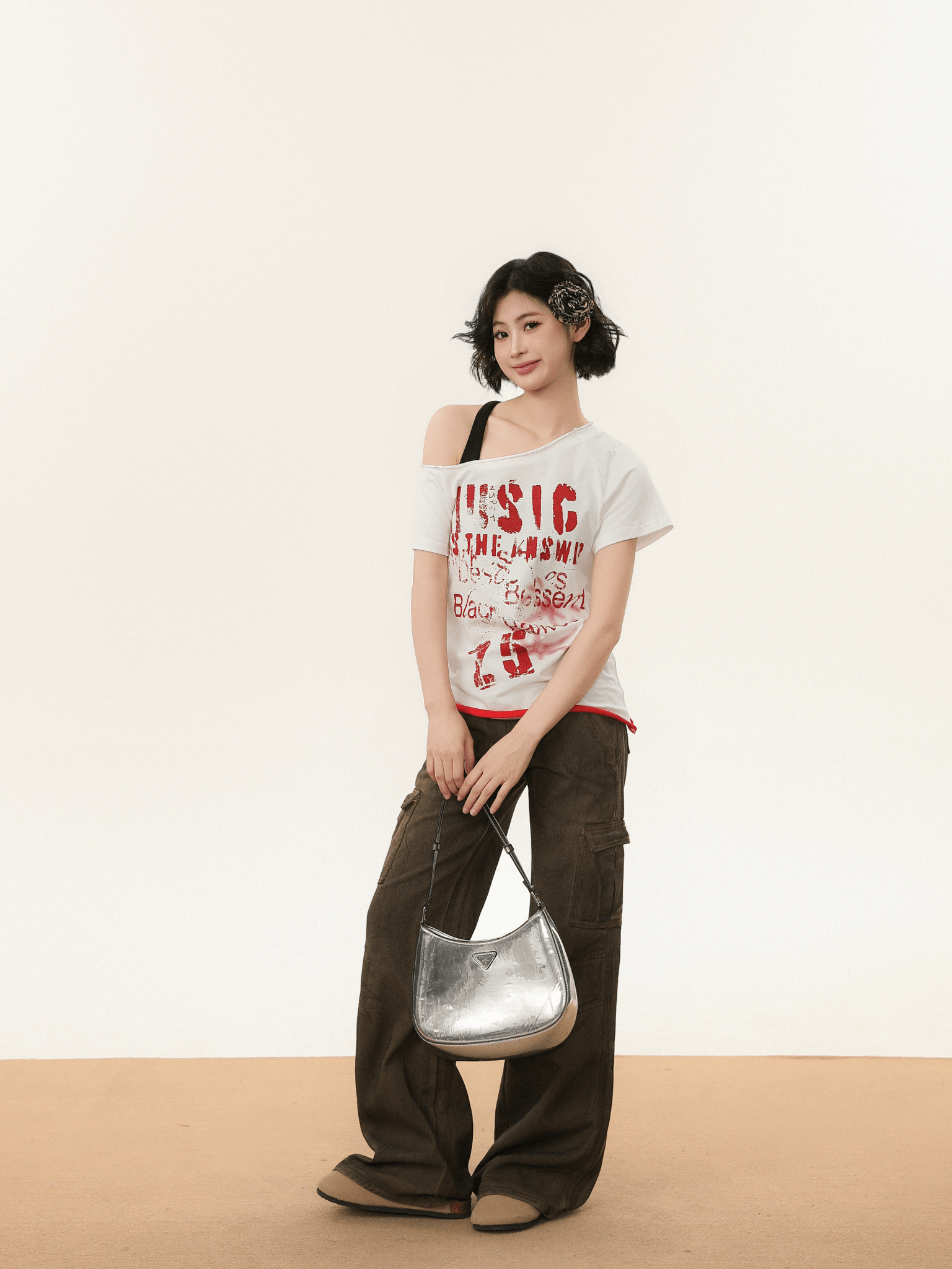 Off - Shoulder Vintage Graphic Slim Fit Tee - COPPING THREADS - CHICISLAND