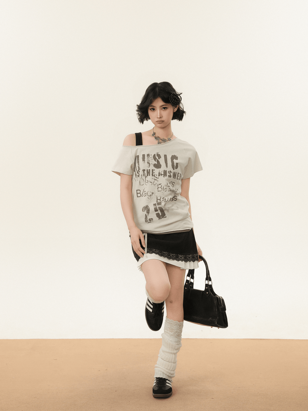 Off - Shoulder Vintage Graphic Slim Fit Tee - COPPING THREADS - CHICISLAND