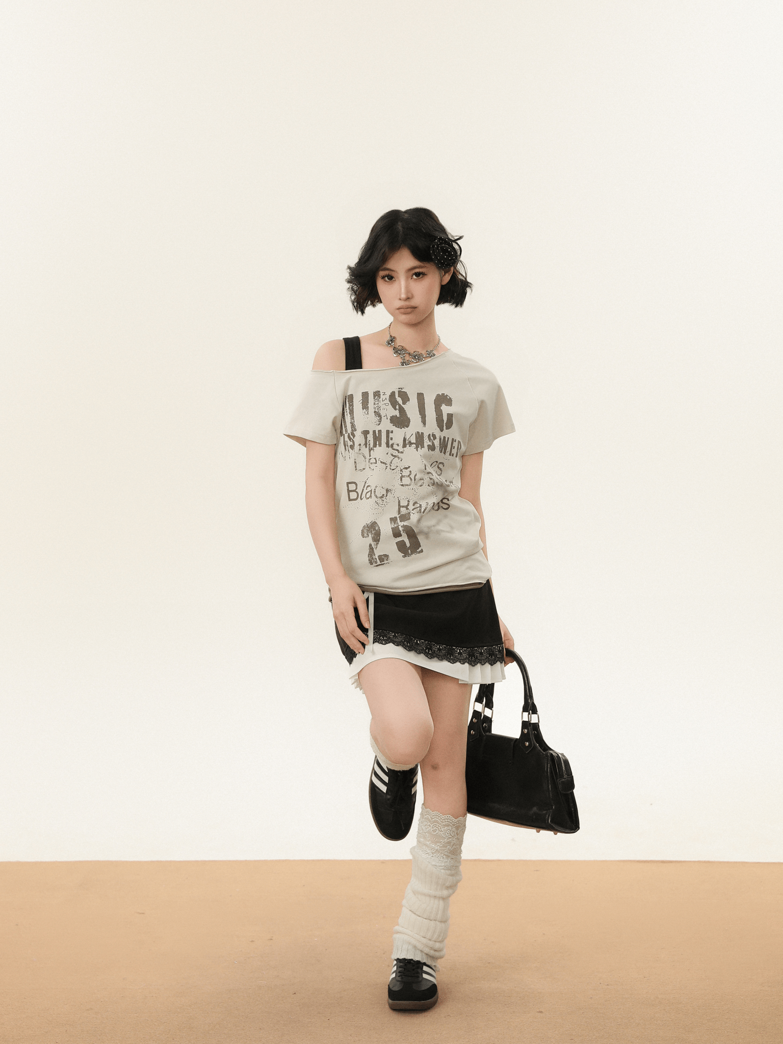 Off - Shoulder Vintage Graphic Slim Fit Tee - COPPING THREADS - CHICISLAND