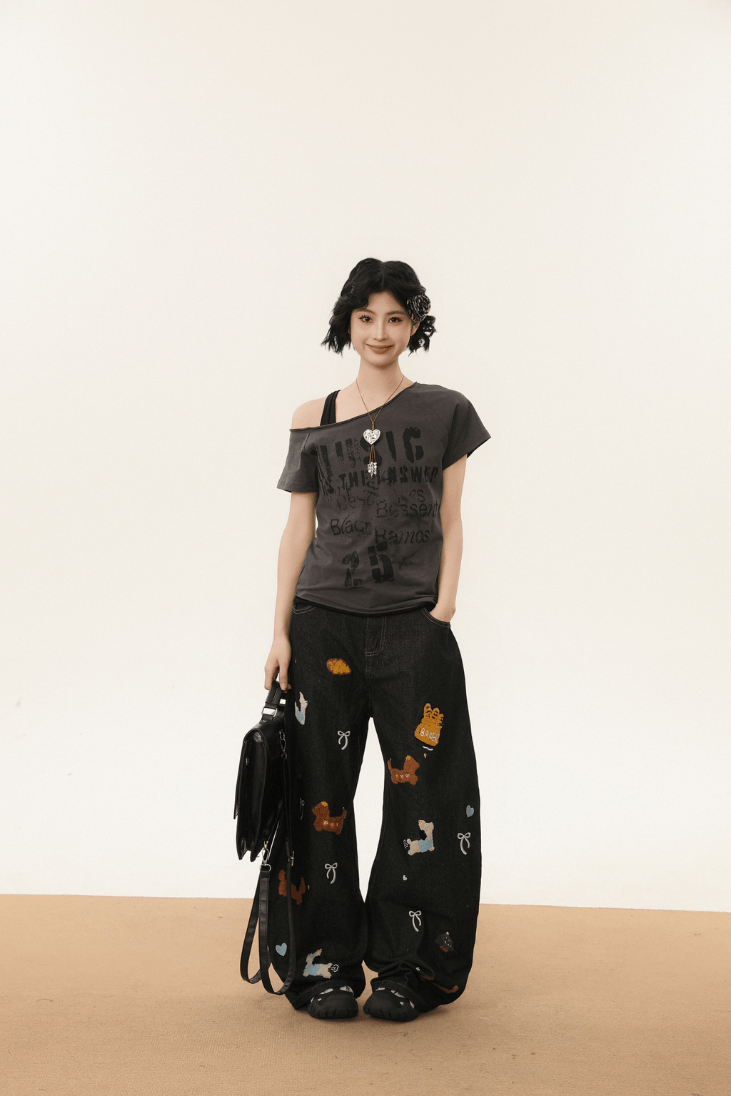 Off - Shoulder Vintage Graphic Slim Fit Tee - COPPING THREADS - CHICISLAND