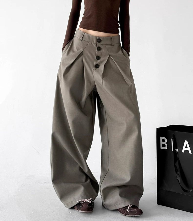 Offset-Button Wide-Leg Pants - COPPING THREADS - CT ORIGINALS