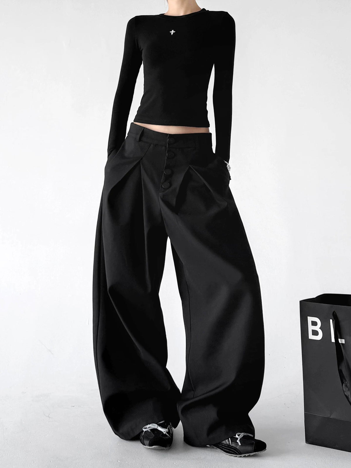 Offset-Button Wide-Leg Pants - COPPING THREADS - CT ORIGINALS