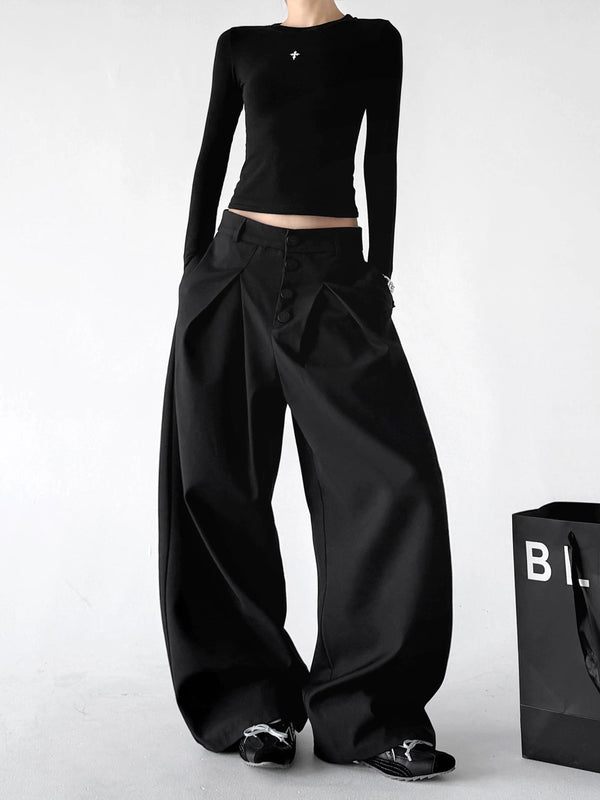 Offset-Button Wide-Leg Pants - COPPING THREADS - CT ORIGINALS