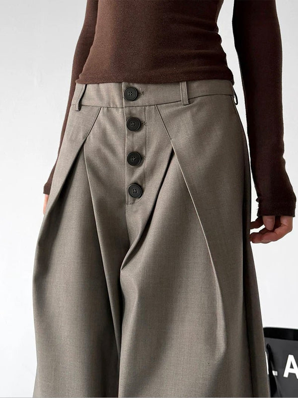 Offset-Button Wide-Leg Pants - COPPING THREADS - CT ORIGINALS