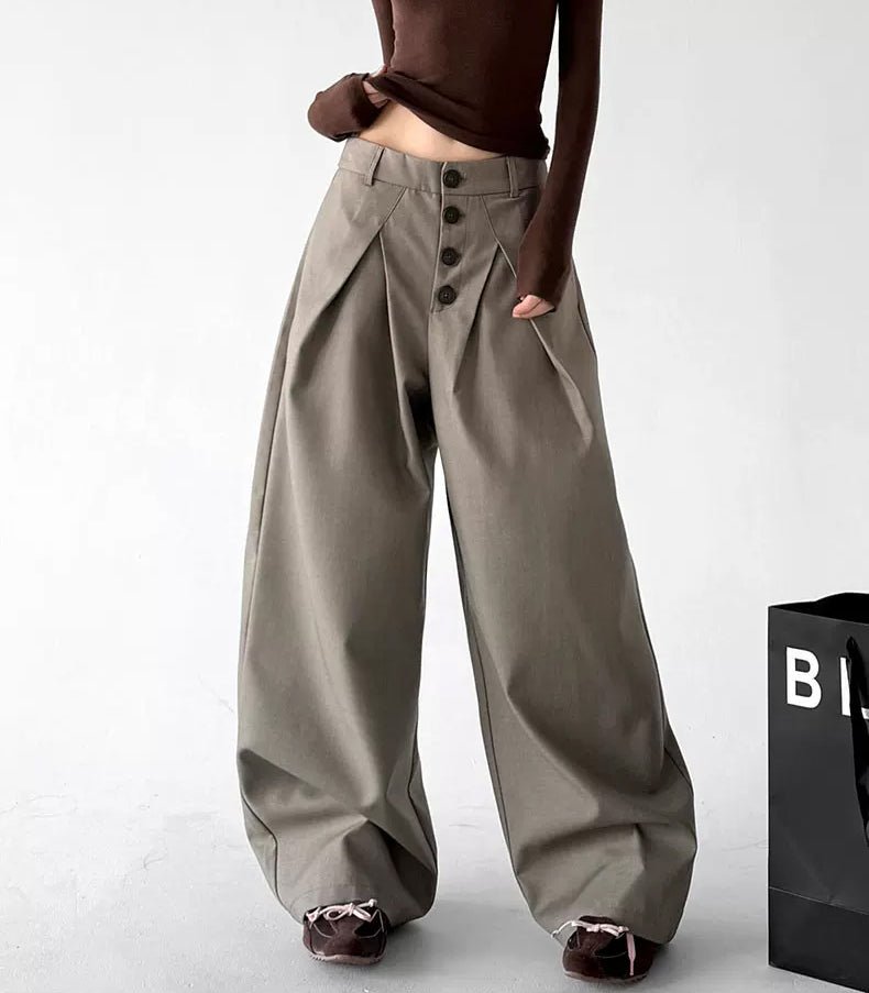 Offset-Button Wide-Leg Pants - COPPING THREADS - CT ORIGINALS
